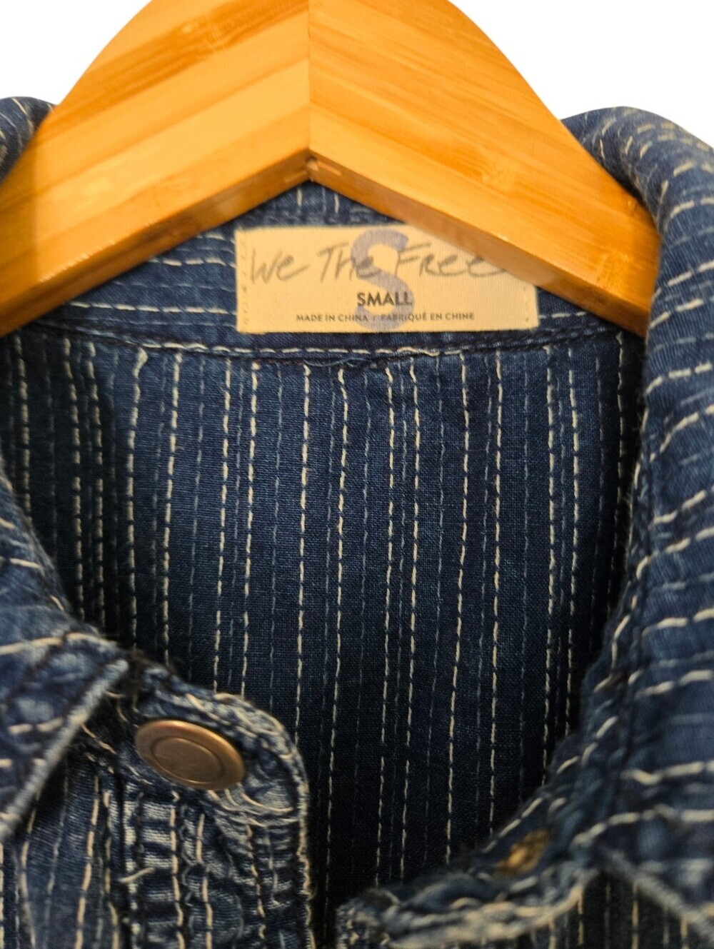 🌟 Free People We The Free Denim Utility Jumpsuit | Pinstripe Button Front Boile - Picture 5 of 9